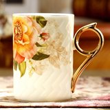 新款英格丽盖杯陶瓷带盖口杯欧式下午茶咖啡杯高档骨瓷马克杯礼盒
