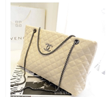 女包包2014新款米白色菱形格铁链条包韩版甜美单肩包手提包