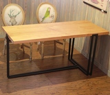 美式乡村北欧铁艺餐桌实木会议桌松木原木环保餐桌复古书桌办公桌
