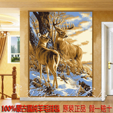 直销蒙古国纯羊毛挂毯客厅卧室书房办公室欧美时尚双鹿壁毯挂毯