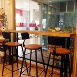 美式简约现代吧台桌家用长餐桌做旧铁艺高吧桌复古实木咖啡厅桌椅