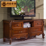 美式卧室实木电视柜高款 欧式新古典雕花小户型电视机柜储物柜