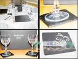 黑色板岩餐盘 纯天然环保寿司盘毛边青石板托盘 西餐厅石材餐盘