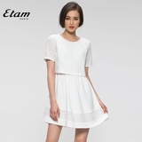 艾格2015夏装新款短袖白色连衣裙150122060-86- 499 专柜正品