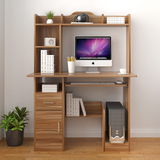 带书架抽屉柜子大容量实用台式电脑桌1米家用书房书桌结实包邮