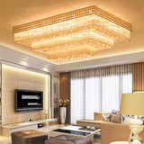 S金LED水晶灯长方形客厅灯卧室餐厅吸顶灯饰80cm1.2米金色大气