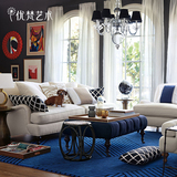 优梵艺术雷泽时尚沙发地毯蓝色地毯客厅可水洗长方形卧室床边地毯