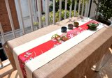 亚麻棉麻红木茶几茶馆台布桌布中式桌旗 古典中国红中国风复古