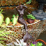 欧式做旧复古园艺创意铸铁美人鱼装饰铁艺摆件花园别墅水池饰品