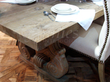 限时特惠6折出口欧洲格兰威中世纪雕刻老松木超大实木餐桌2.8米
