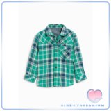 英国NEXT代购 2015秋冬男童男宝宝帅气绿色长袖方格衬衫