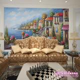 美安居大型壁画专业定制电视背景沙发卧室壁画墙纸油画地中海风景
