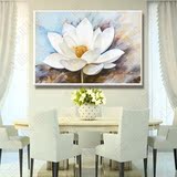白荷花欧式单幅油画沙发背景墙装饰画 客厅 现代有框餐厅卧室挂画