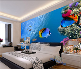 3D立体海底世界墙纸壁纸大型壁画客厅沙发电视背景墙画无缝定制