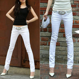 2015秋季白色热卖时尚韩版修身显瘦弹力紧身女式牛仔铅笔小脚长裤