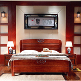 简约现代欧式白色全实木床双人床橡木床储物高箱床1.5 1.8米婚床