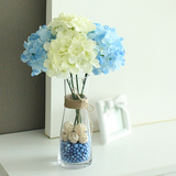 欧式客厅透明玻璃台面绣球小花瓶摆件整体仿真花假花干花花艺套装