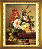 正品DMC绣线十字绣最新款油画卧室花卉客厅印花牡丹花瓶威廉姆斯
