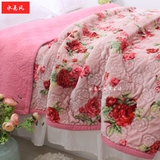 新款床品外贸原单浪漫玫瑰系列超柔毛绒全棉绗缝床盖加厚床单毛毯