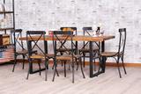 美式复古实木会议桌子简约现代办公桌子loft风格长条桌接待桌餐桌