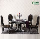 新古典餐桌椅组合 欧式豪华圆餐桌黑色 后现代宫廷特价圆饭桌酒桌