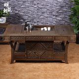 红木家具 中式仿古功夫茶台 鸡翅木茶桌椅组合 实木茶几茶道桌