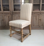 出口外贸原单 法式乡村美式欧式风格实木复古亚麻软包餐椅