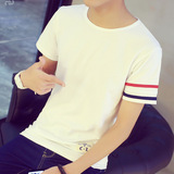 夏季韩版男子t恤衫短袖纯色圆领休闲修身纯色简约时尚青年学生款