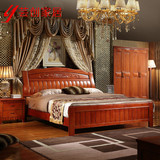 中式全实木床 双人床 1.8米橡木1.5米床现代简欧床储物高箱床