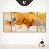 梅姬映画 纯手绘油画现代抽象色彩美式装饰画客厅三联画欧式壁画