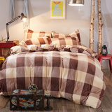 床上用品纯色韩版法莱绒法兰绒加厚四件套1.8m冬珊瑚绒床单式被套