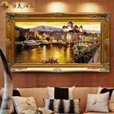 恒美手绘油画欧式风景油画FC156威尼斯之夜别墅酒店客厅大堂壁画