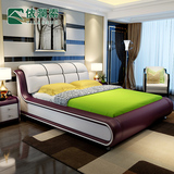 依澜索简约现代欧式床双人床真皮床软体储物床1.8米婚床送货安装