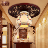 现代简约中式陶瓷吸顶灯阳台灯餐厅走廊过道门厅灯卧室木艺灯具