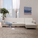 沙发床 简约小户型客厅转角多功能皮艺沙发组合 双人沙发床可折叠