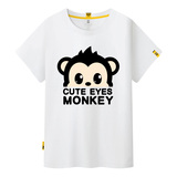 SUGU猴子短袖t恤男女大码韩版卡通英文短袖圆领情侣装夏班服定制