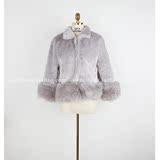2015冬装新款韩版长袖毛呢外套女短款纯色加厚修身女士皮草WT1403