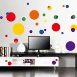 彩色圆圈温馨卧室衣柜子贴纸可移除客厅电视沙发背景装饰墙壁贴画