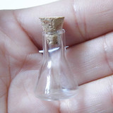 项链DIY配件批发 8MM透明小玻璃瓶 合成木塞精油瓶 香水瓶圆锥