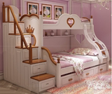 田园实木双层床 公主城堡儿童床 女孩上下床1.5米可定做母子床