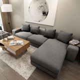 素色房间小户型布艺沙发组合可拆洗贵妃客厅转角北欧日式沙发