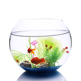 超白玻璃小鱼缸圆形迷你缸办公桌面小型摆件时尚创意水培花瓶花器