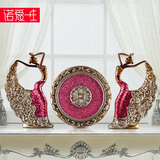 欧式新中式家里装饰玄关摆件孔雀舞女客厅酒柜摆设创意实用工艺品