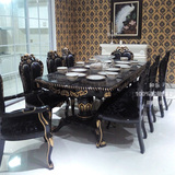 欧式伸缩餐桌椅组合黑白色折叠实木别墅高档奢华餐桌8 10人2.5米