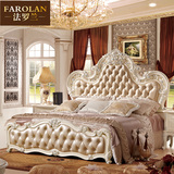 家具欧式实木床 白色公主床婚庆卧室真皮橡木1.8米双人大床