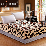越尔家纺 豹纹保暖床笠加厚法兰绒床单床套床罩床垫保护套1.5 床