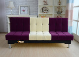 宜家紫色花色现代简易布艺双人三人小户型懒人单人折叠皮沙发床