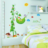 可移除儿童房身高尺墙贴 宝宝卧室墙壁贴纸 卡通动物身高贴墙贴画