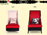 新中式古典高背单人沙发椅子后现代布艺沙发装饰椅酒店实木家具