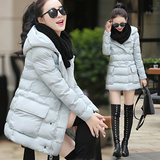 韩版中长款棉衣外套2015冬款女装时尚羽绒棉服双排扣气质棉袄修身